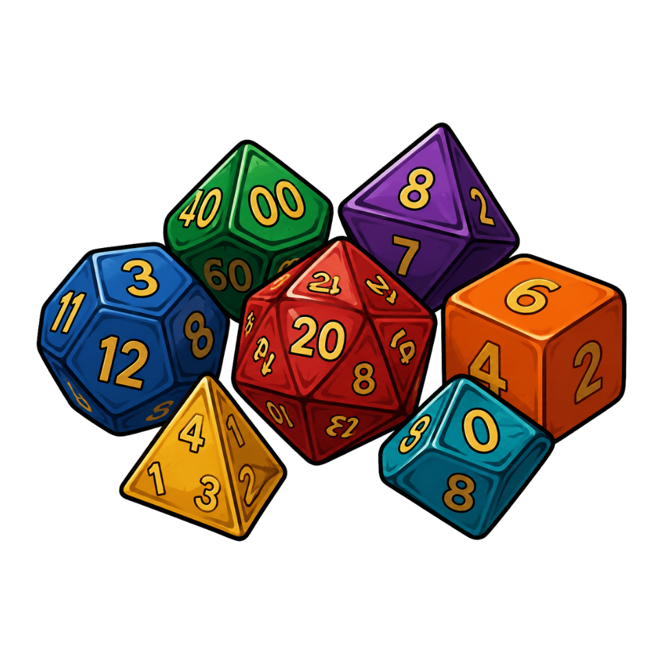 A set of polyhedral tabletop roleplaying dice at ESports Collective in Bairnsdale, East Gippsland