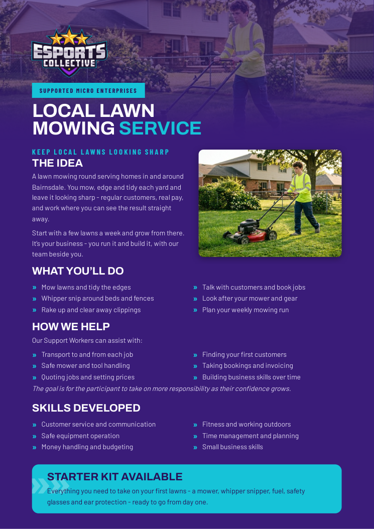 Cover of the Local Lawn Mowing Service micro enterprise flyer