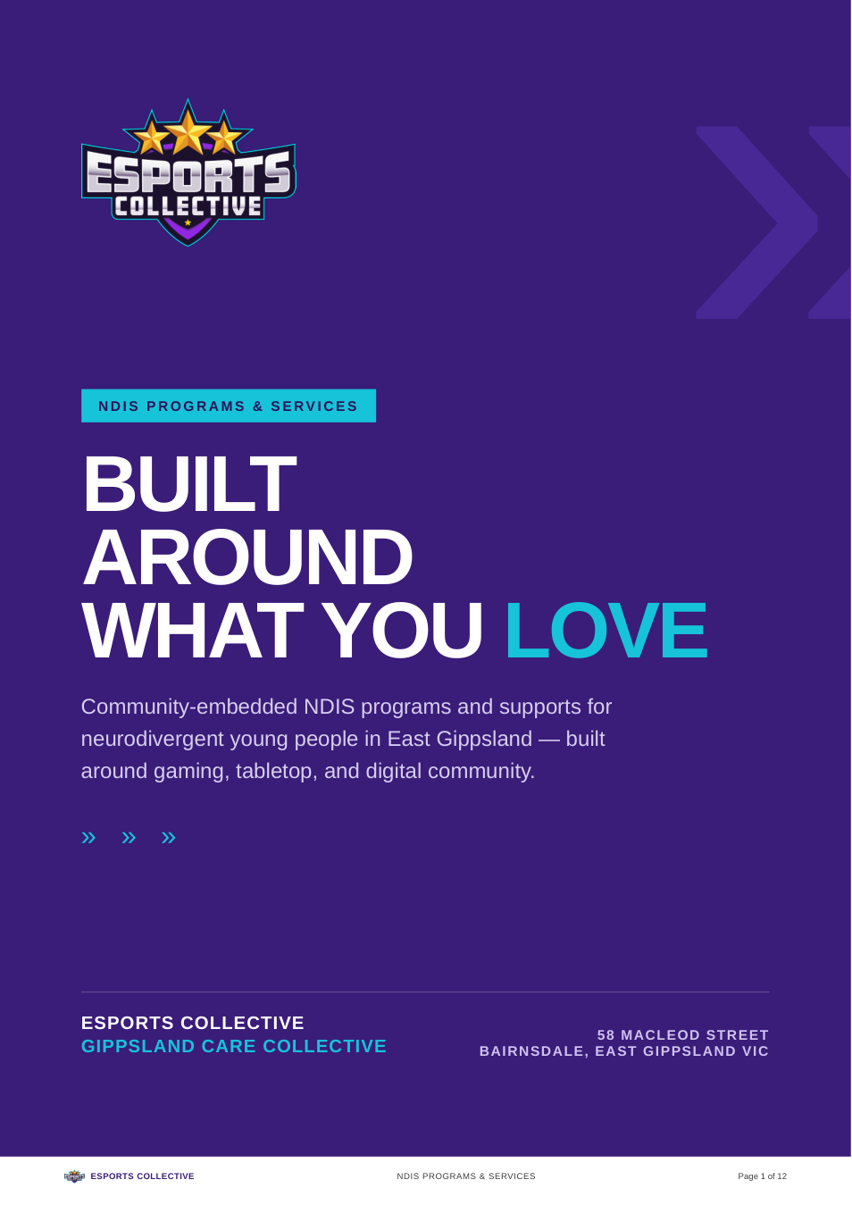 Cover of the ESports Collective NDIS Programs & Services brochure