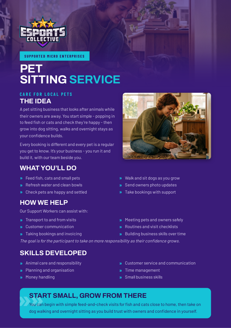 Cover of the Pet Sitting Service micro enterprise flyer