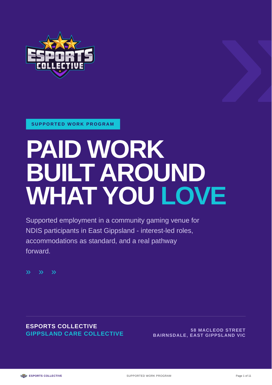 Cover of the Supported Work Program brochure - paid work built around what you love