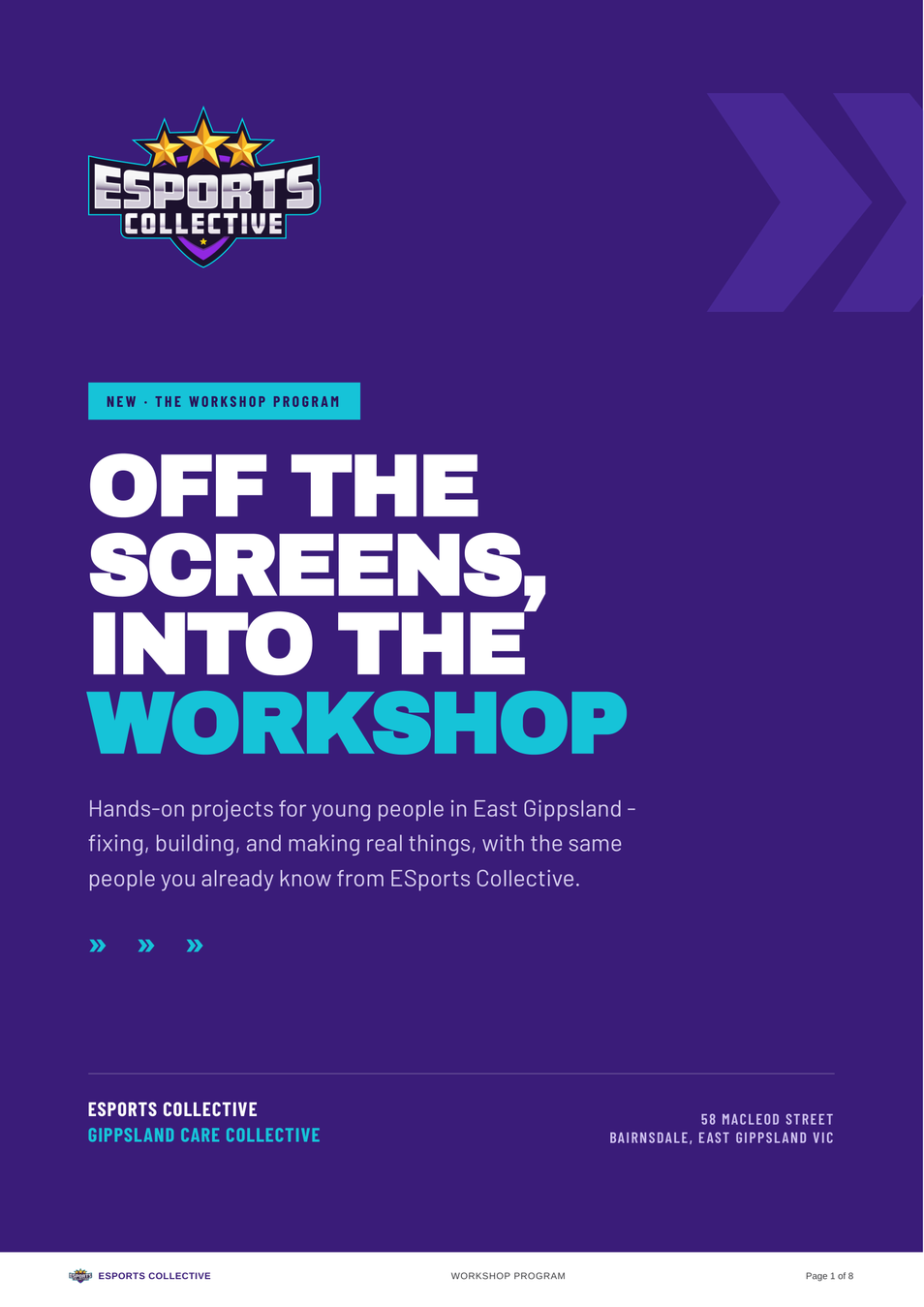Cover of the Workshop Program brochure - Off the screens, into the workshop